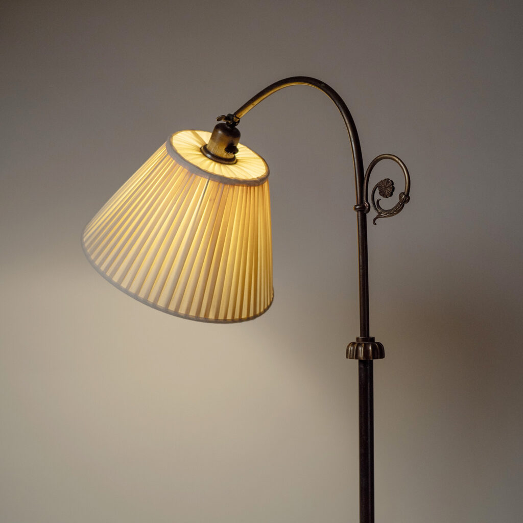 Harald Notini Böhlmarks Patinated Brass Floor Lamp, circa 1940