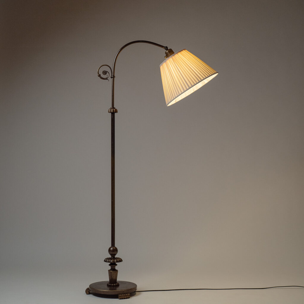 Harald Notini Böhlmarks Patinated Brass Floor Lamp, circa 1940