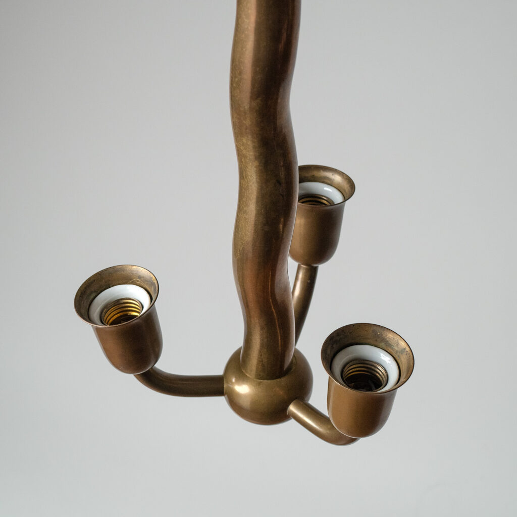 Austrian Three-Arm Brass Pendant, circa 1940