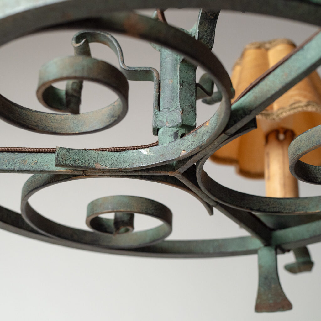 Bjerkås Patinated Iron Chandelier, circa 1940