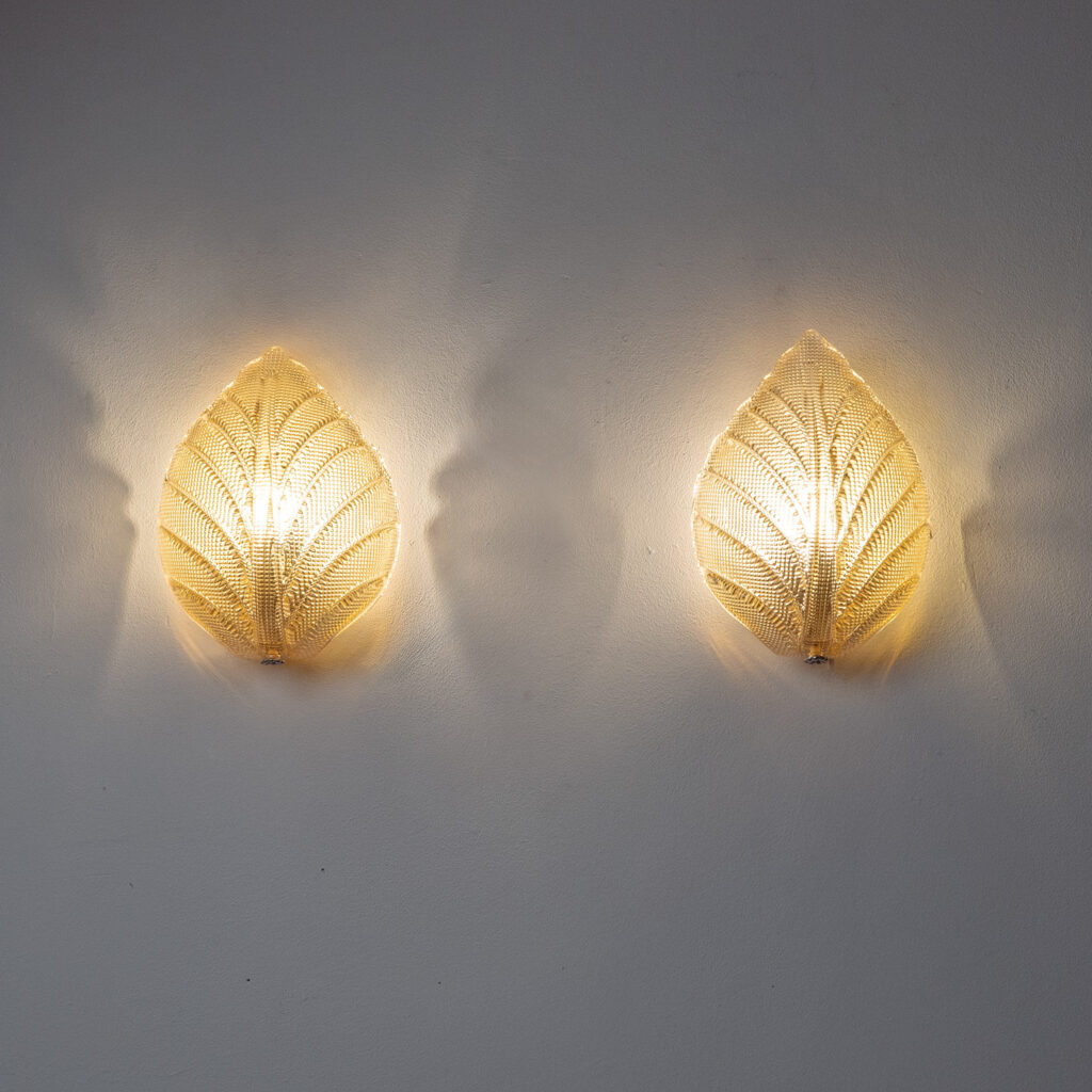Orrefors Amber Glass Sconces, 1950s