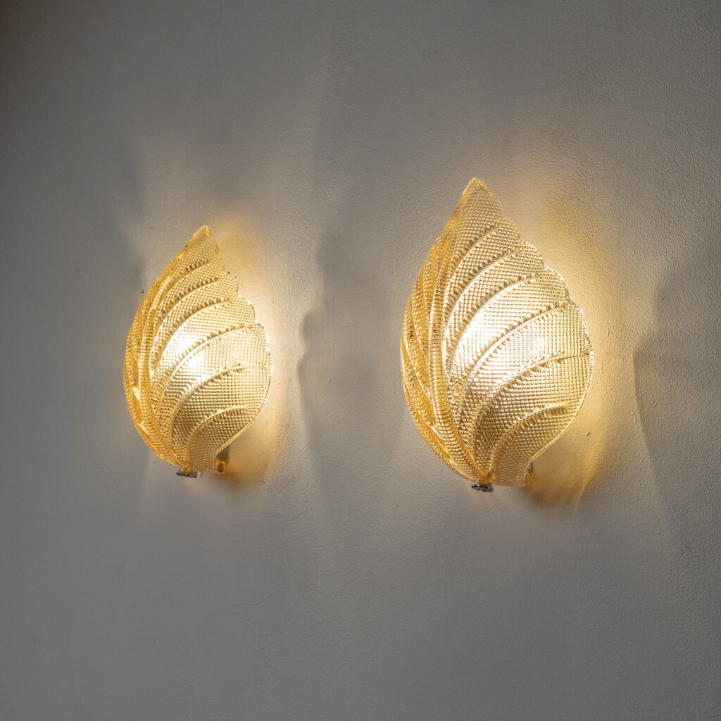 Orrefors Amber Glass Sconces, 1950s
