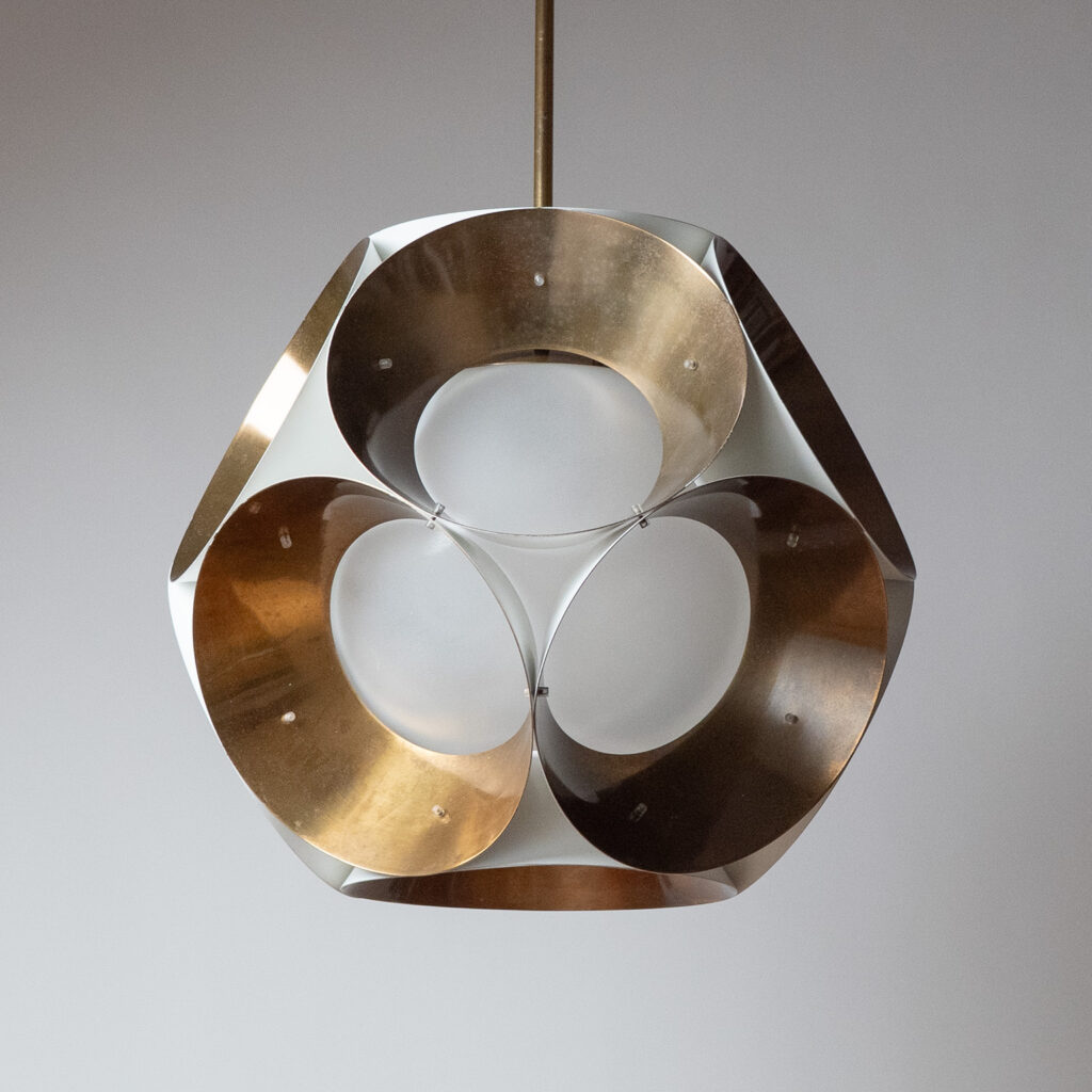 Rare Angelo Lelii Brass And Glass Pendant, 1963