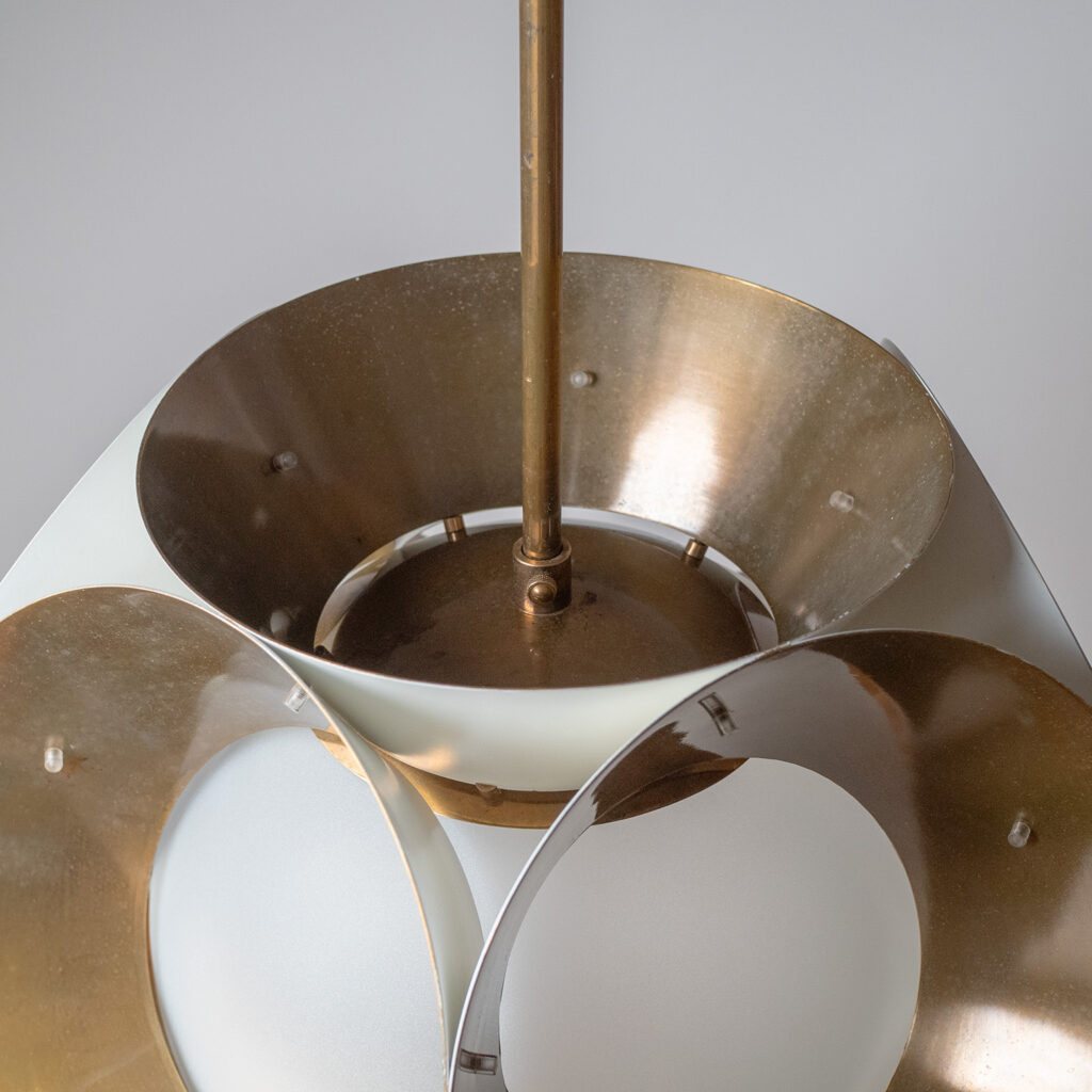 Rare Angelo Lelii Brass And Glass Pendant, 1963