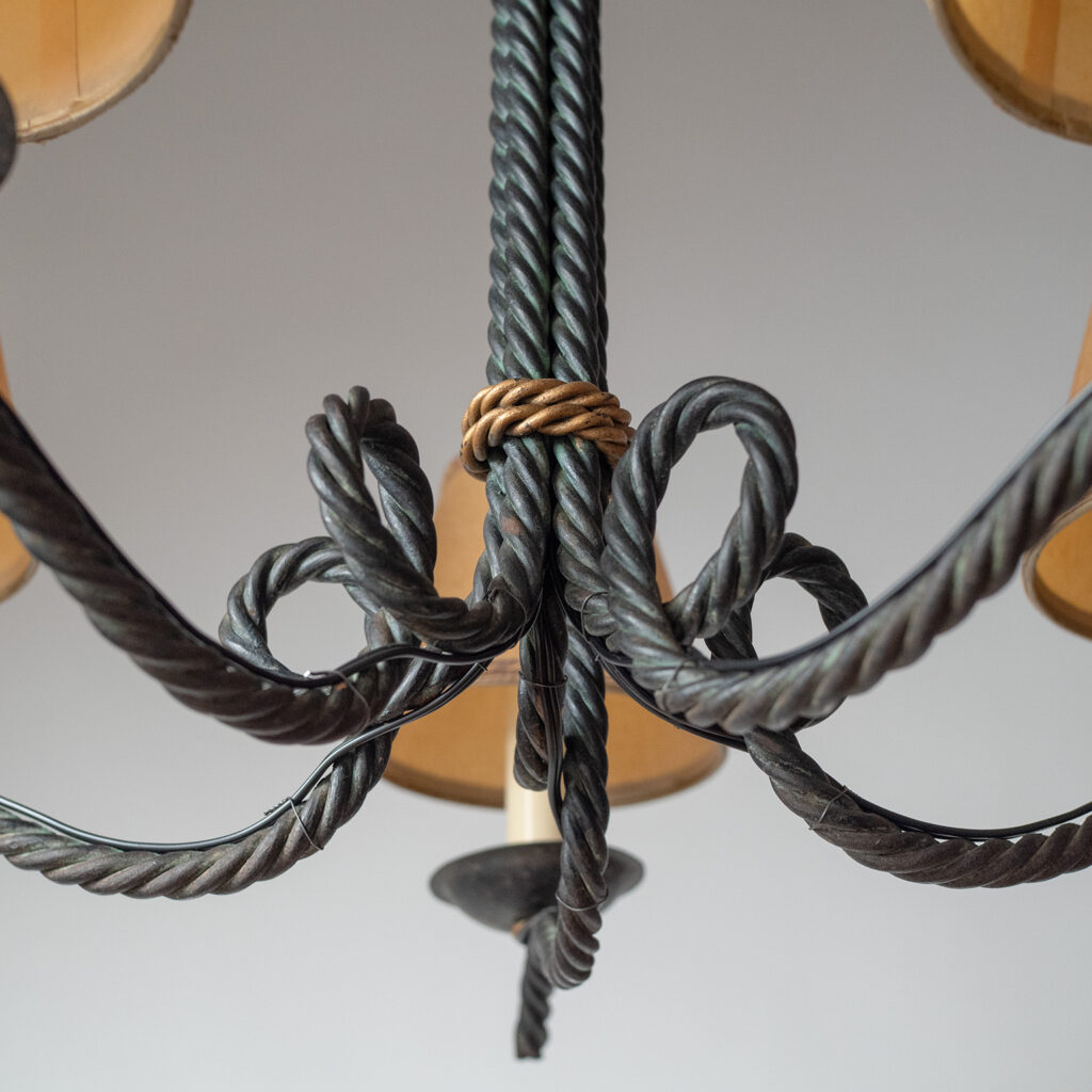 French Forged Iron Chandelier, 1950s