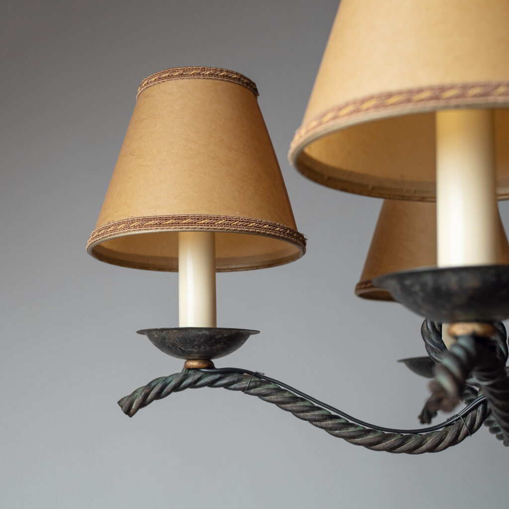 French Forged Iron Chandelier, 1950s