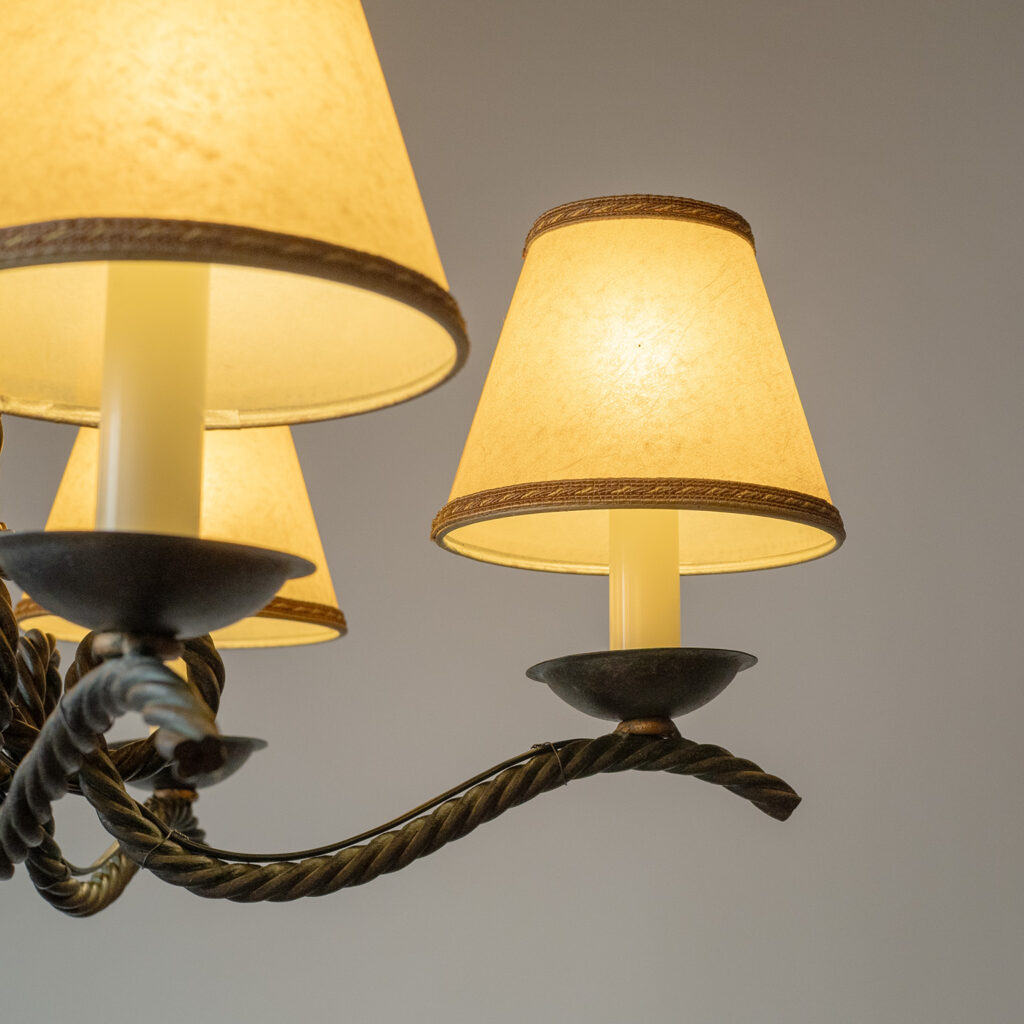 French Forged Iron Chandelier, 1950s