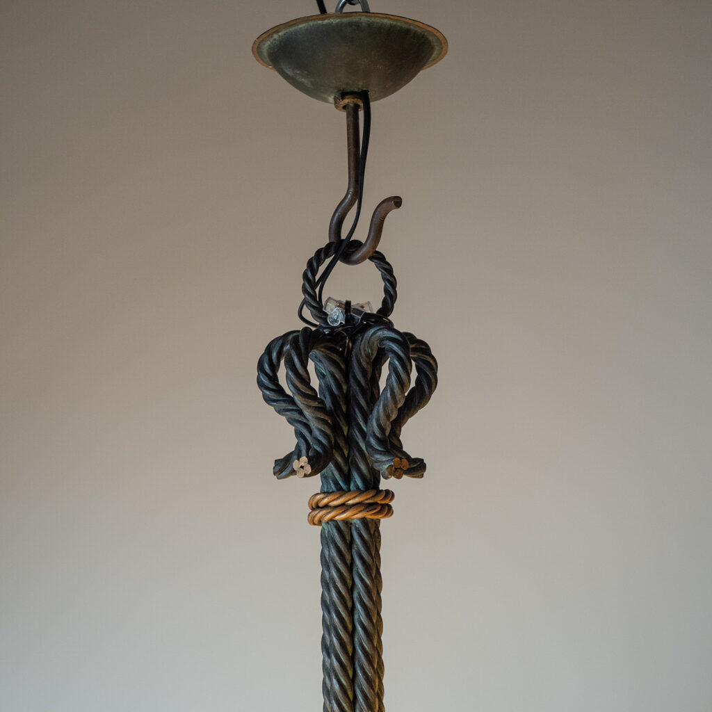 French Forged Iron Chandelier, 1950s