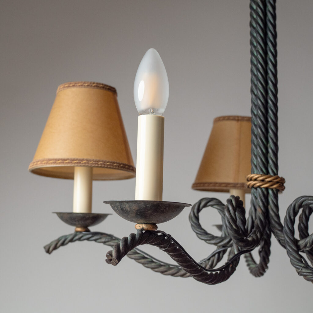 French Forged Iron Chandelier, 1950s