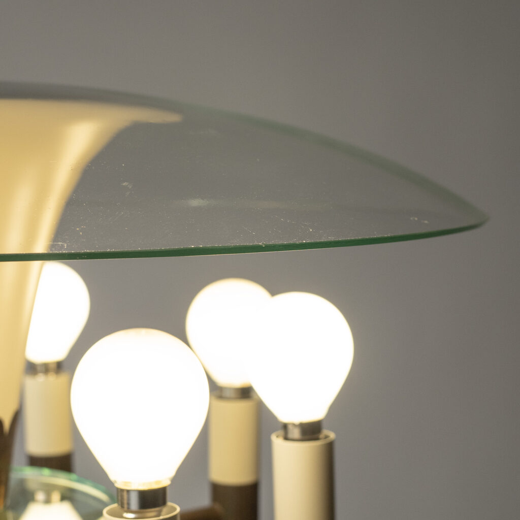 Italian Brass And Glass Chandelier, 1950s