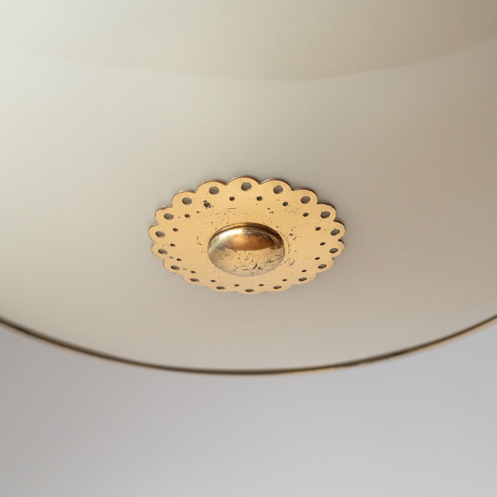 German Brass And Glass Ceiling Light, circa 1950