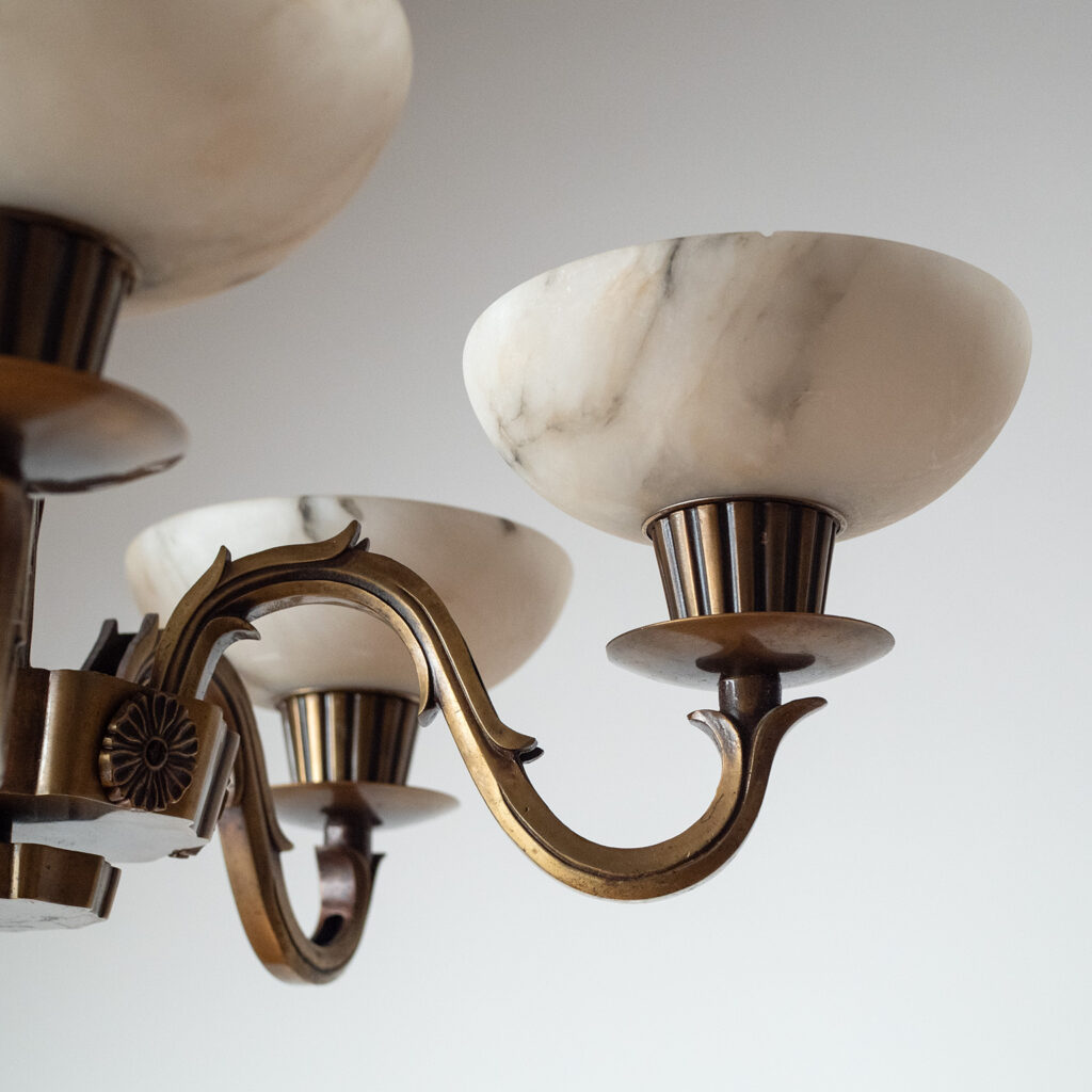 Christian Bergh Brass And Alabaster Chandelier, 1930s