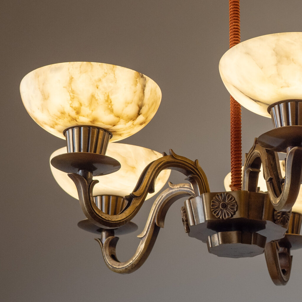Christian Bergh Brass And Alabaster Chandelier, 1930s