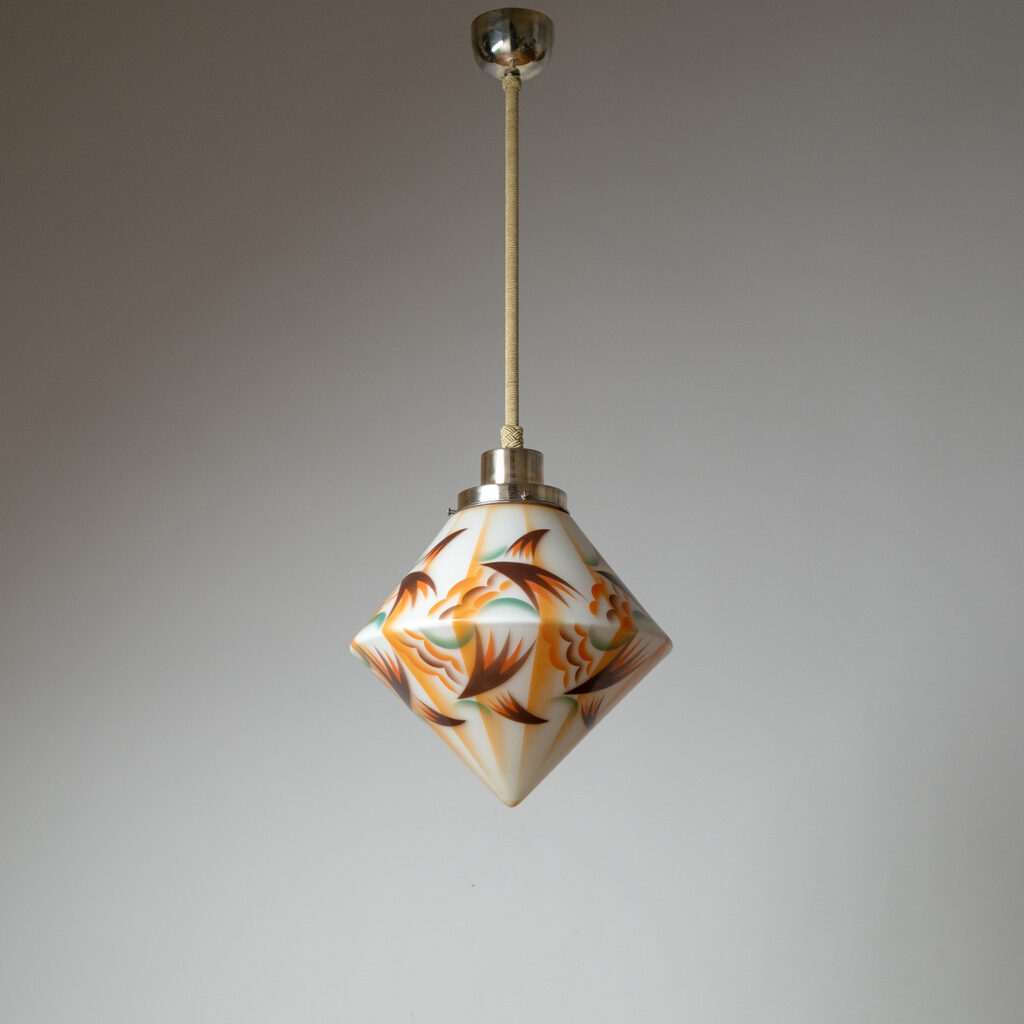 Art Deco Enameled Glass Pendant, circa 1930