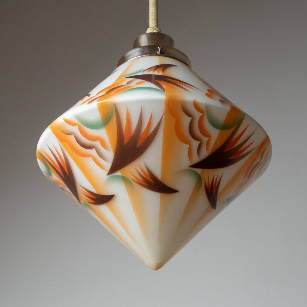 Art Deco Enameled Glass Pendant, circa 1930