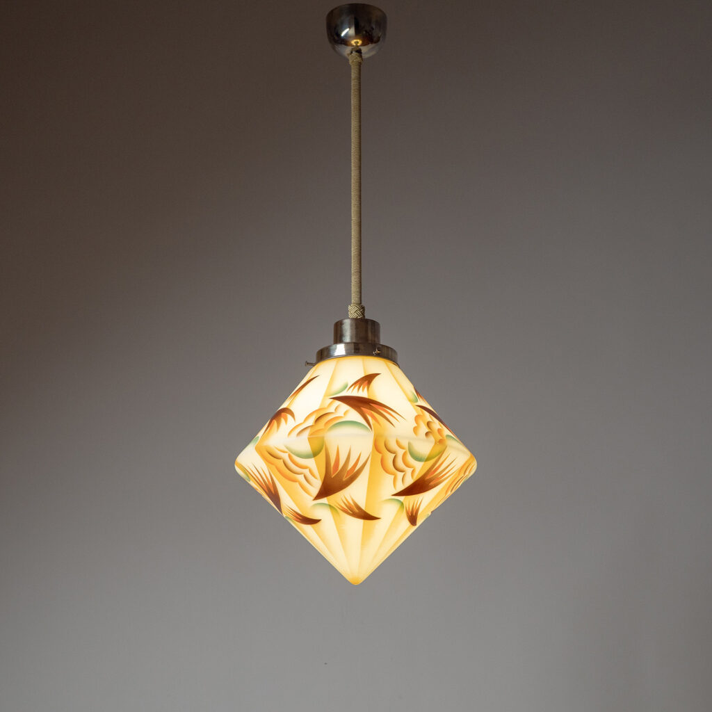 Art Deco Enameled Glass Pendant, circa 1930