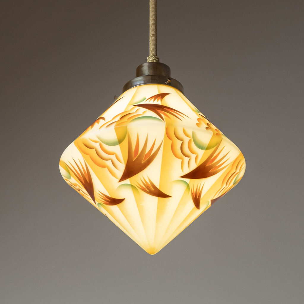 Art Deco Enameled Glass Pendant, circa 1930