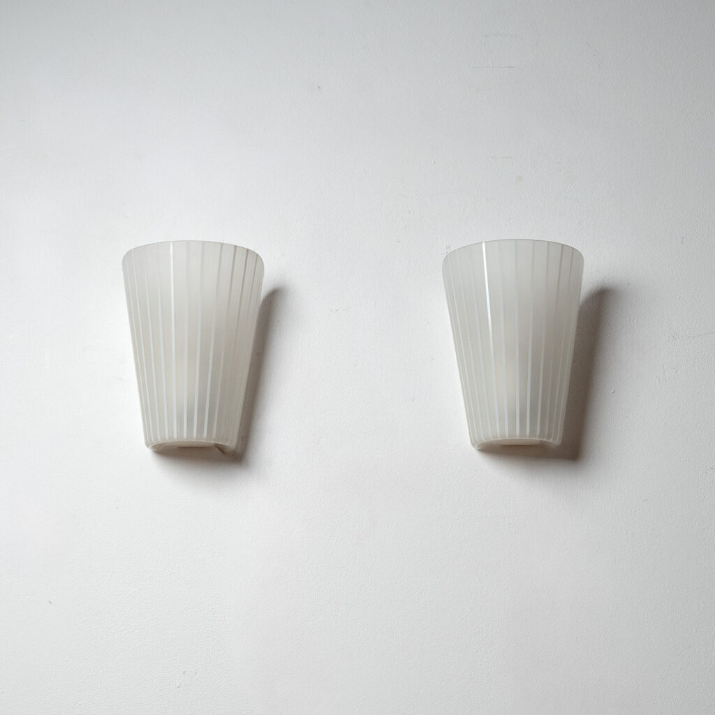 German Striped Glass Sconces, 1950s