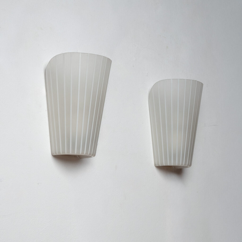 German Striped Glass Sconces, 1950s