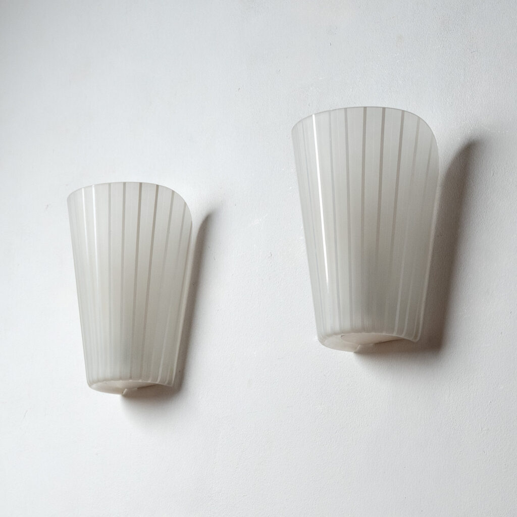 German Striped Glass Sconces, 1950s