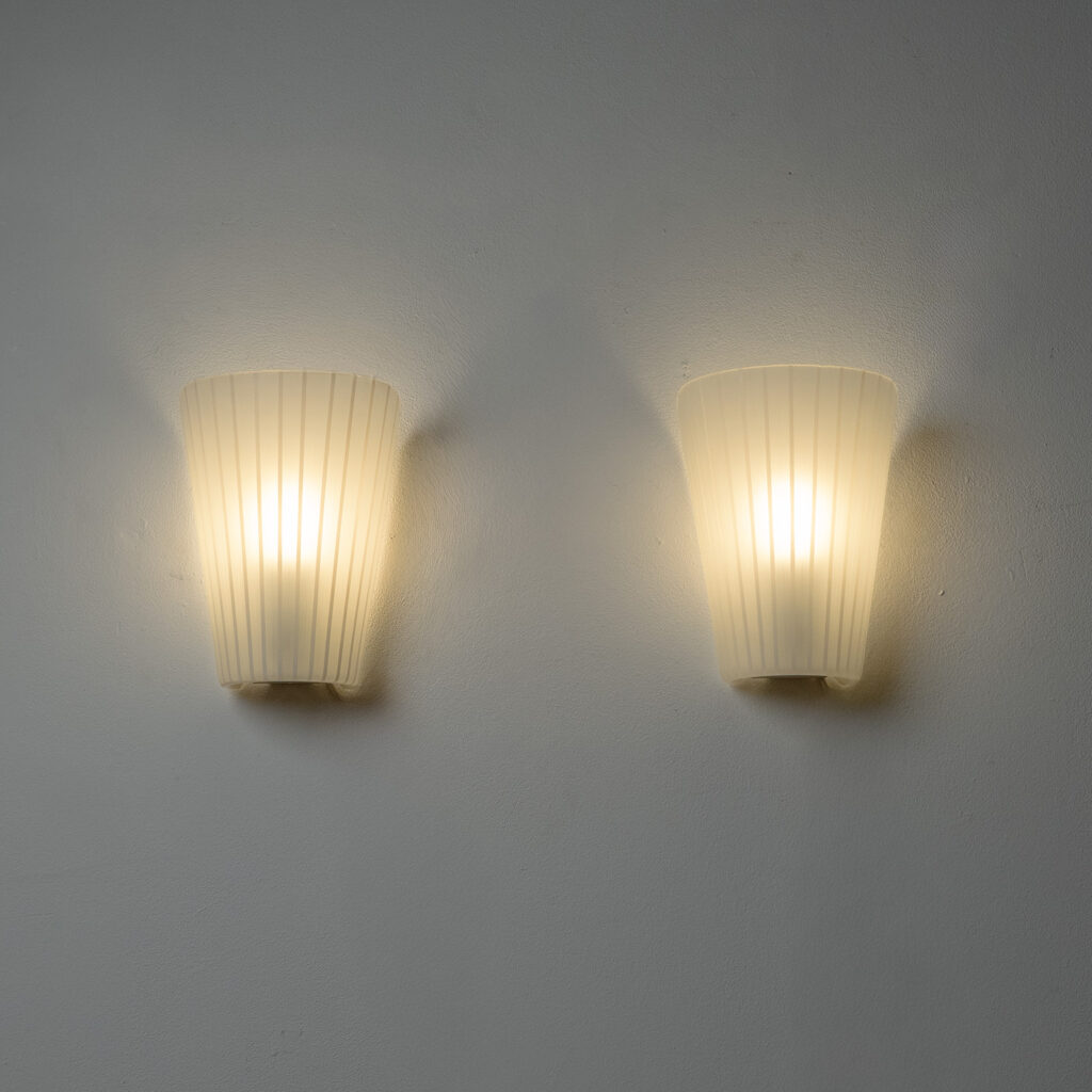 German Striped Glass Sconces, 1950s