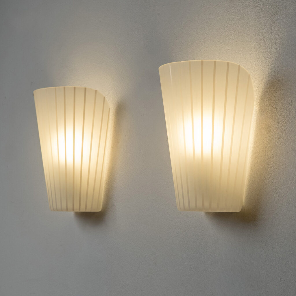 German Striped Glass Sconces, 1950s