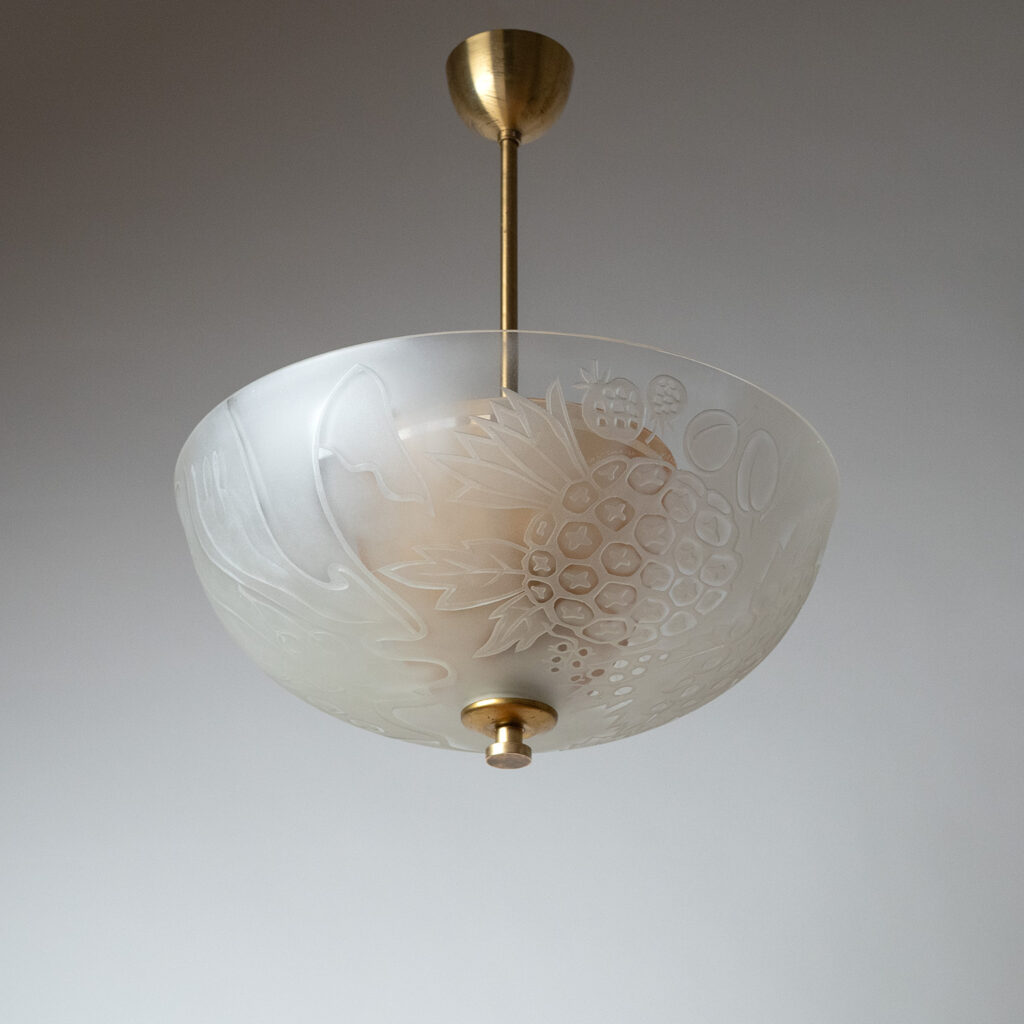 Glössner Dual-Glass Chandelier, 1946