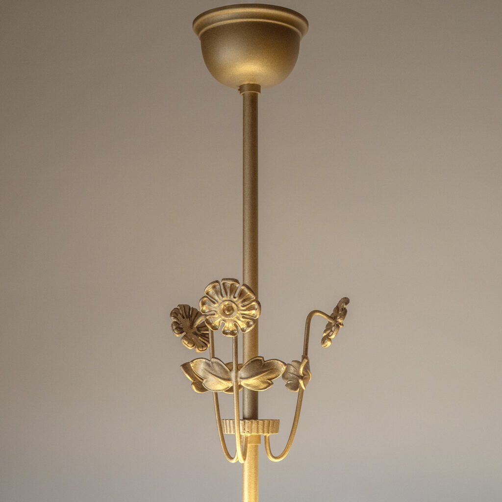 Swedish Brass And Glass Chandelier, 1940s