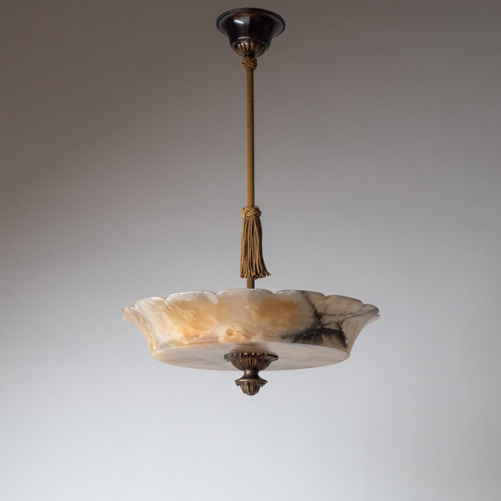 Alabaster And Brass Chandelier, circa 1930