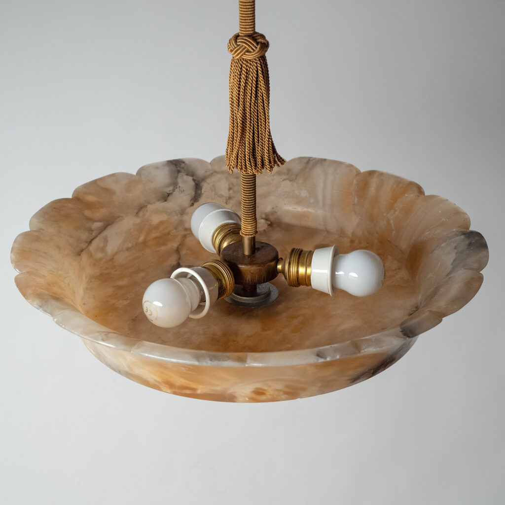 Alabaster And Brass Chandelier, circa 1930