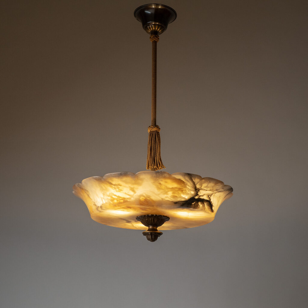 Alabaster And Brass Chandelier, circa 1930