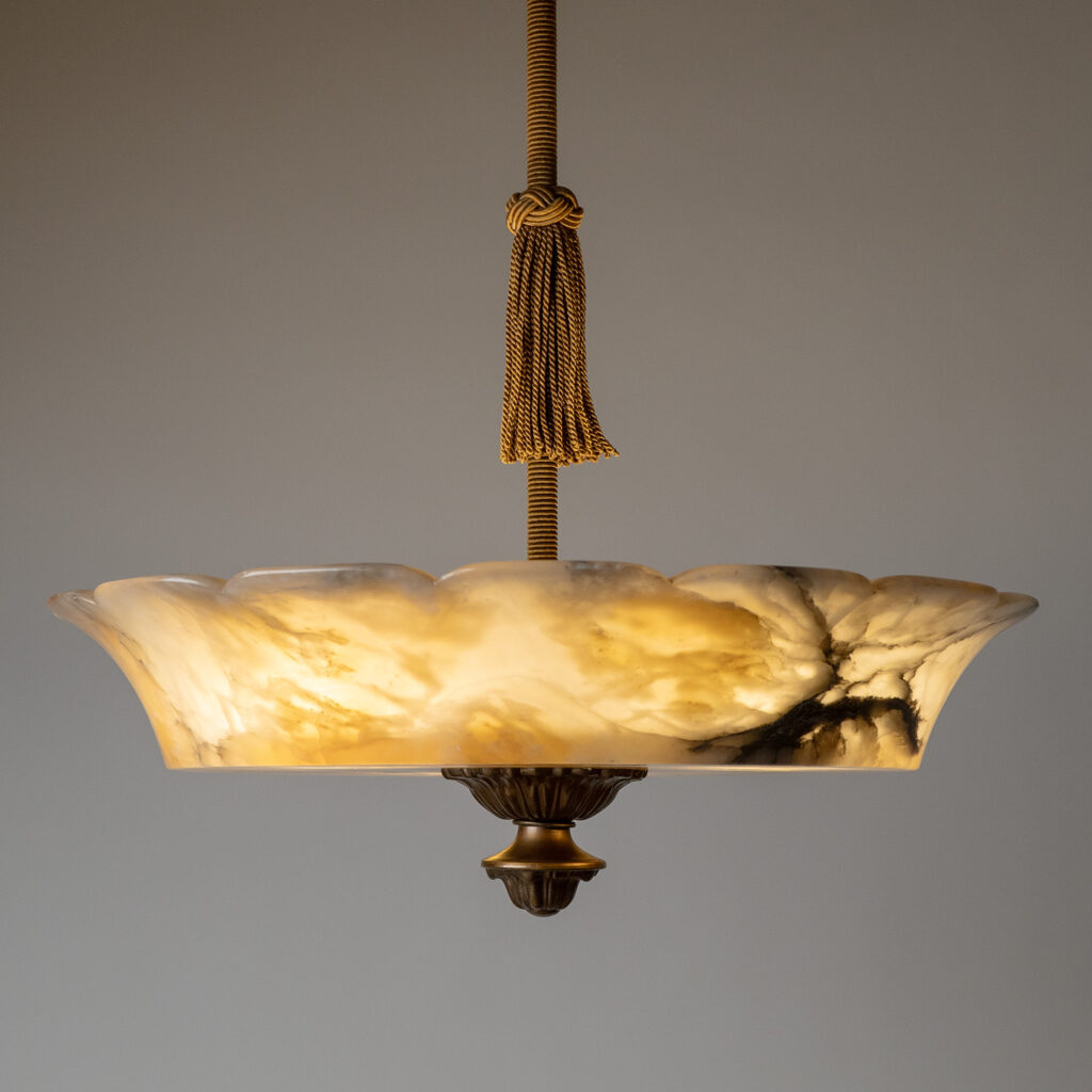 Alabaster And Brass Chandelier, circa 1930