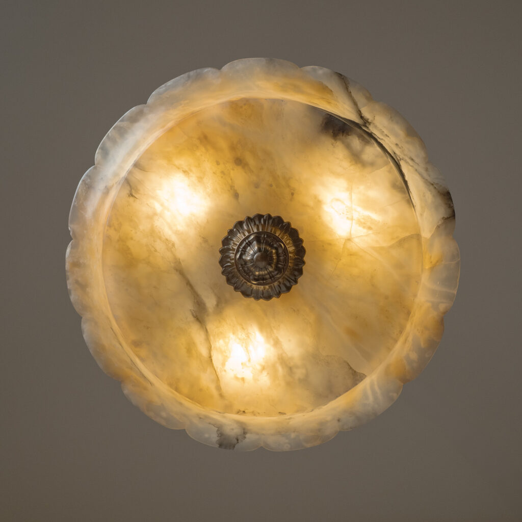 Alabaster And Brass Chandelier, circa 1930