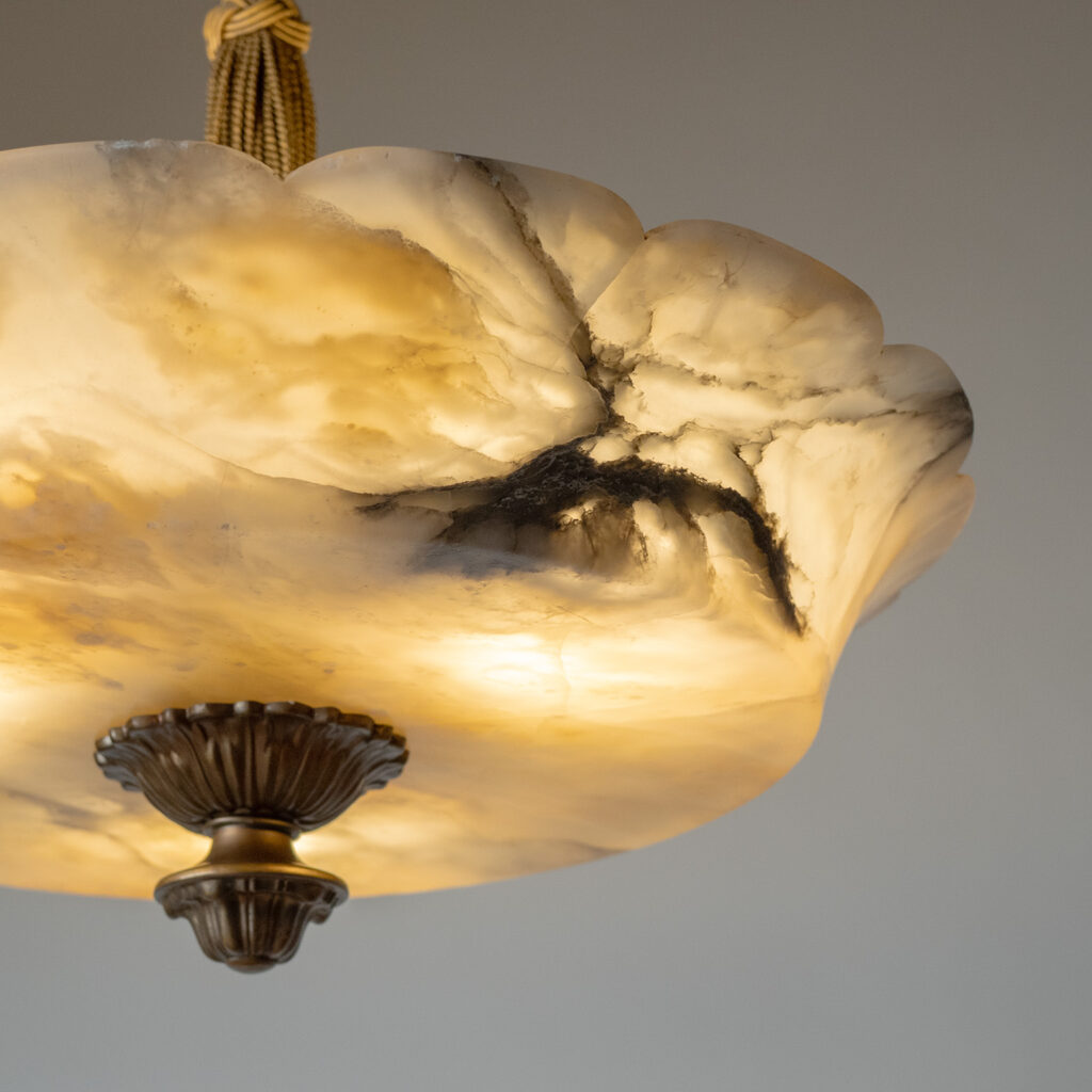 Alabaster And Brass Chandelier, circa 1930