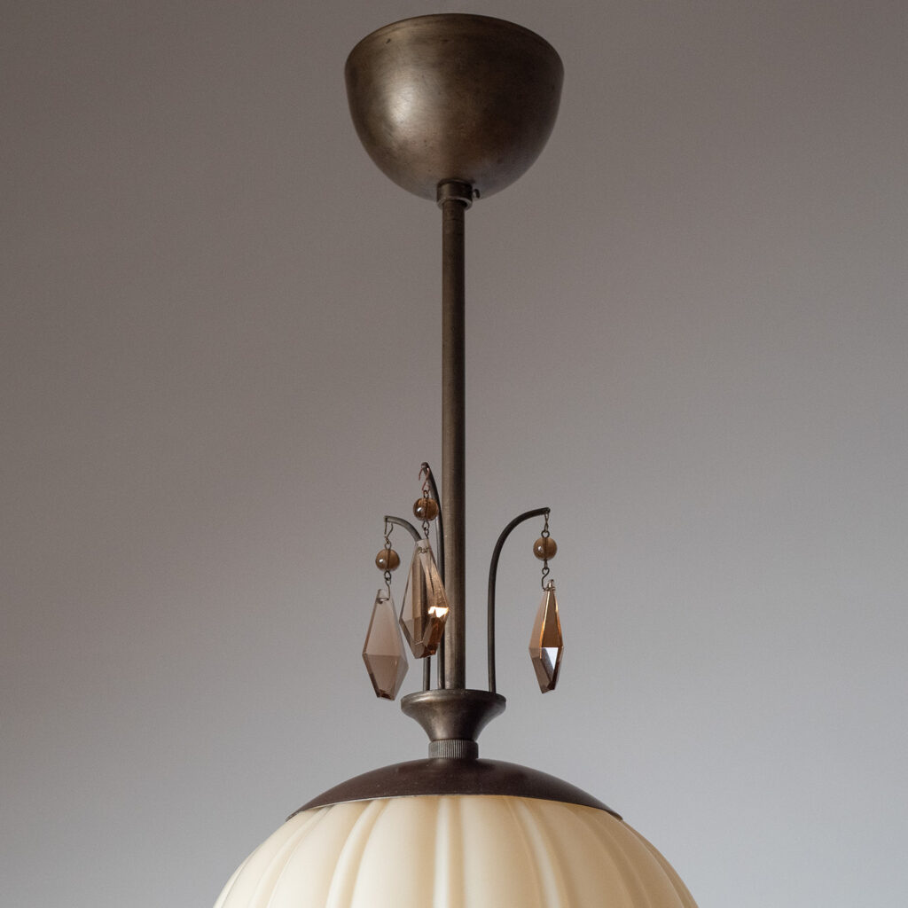 Christian Bergh Ivory Glass Pendant, 1930s