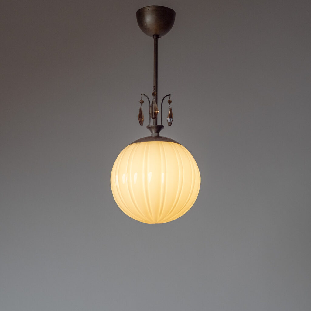 Christian Bergh Ivory Glass Pendant, 1930s