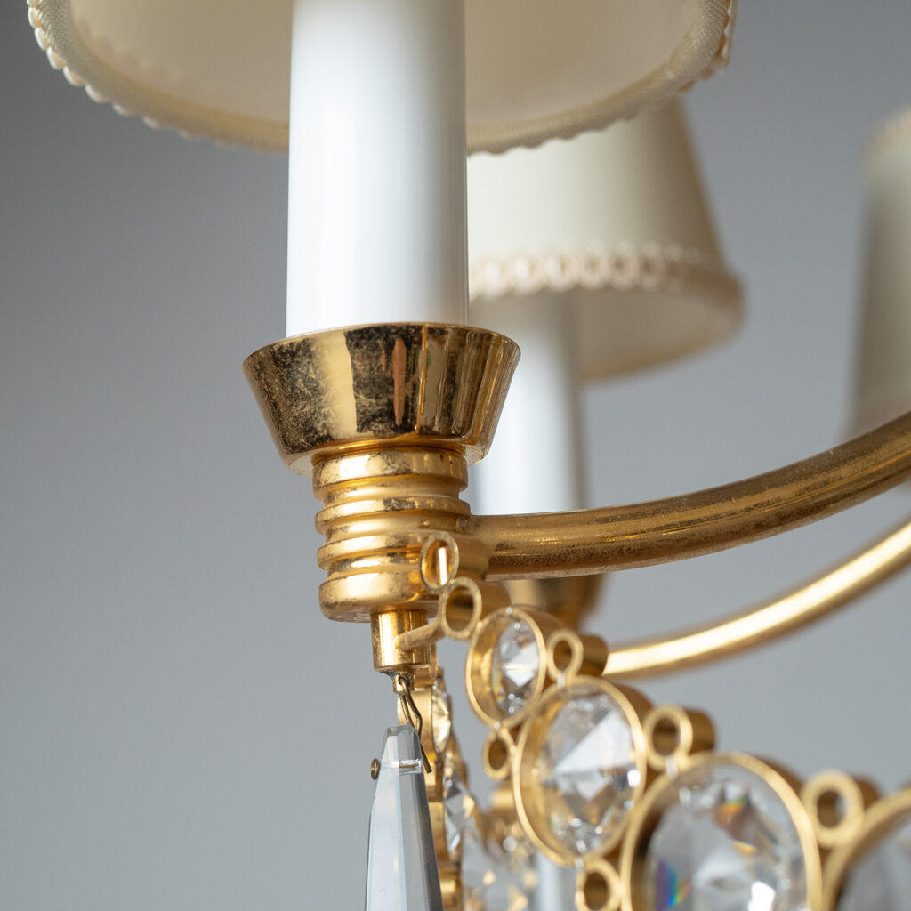 Palma Gilt Brass And Crystal Chandelier, 1970s
