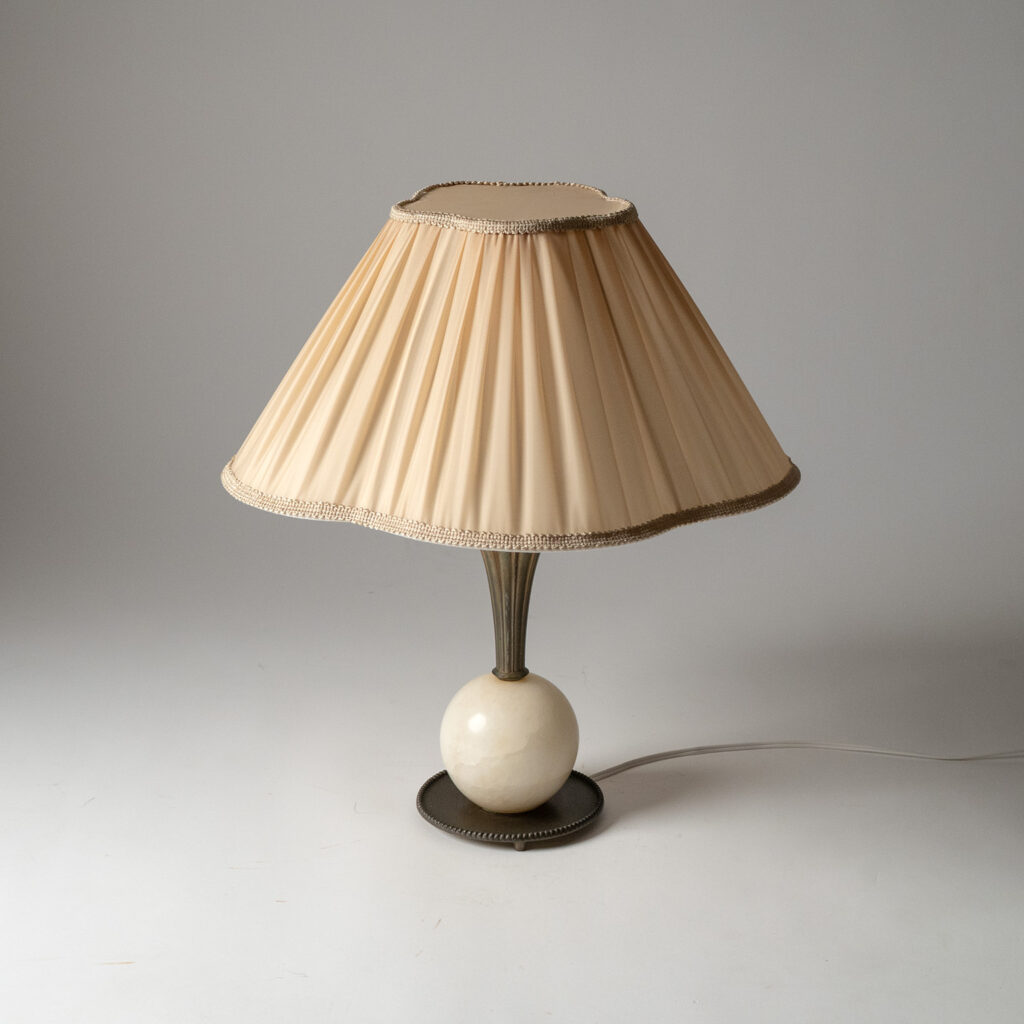 Swedish Brass And Alabaster Table Lamp, 1930s