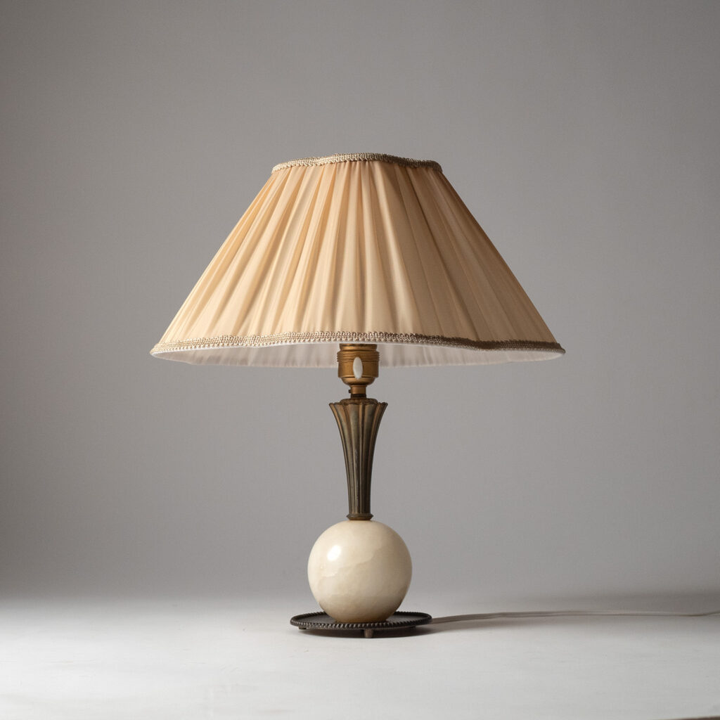 Swedish Brass And Alabaster Table Lamp, 1930s