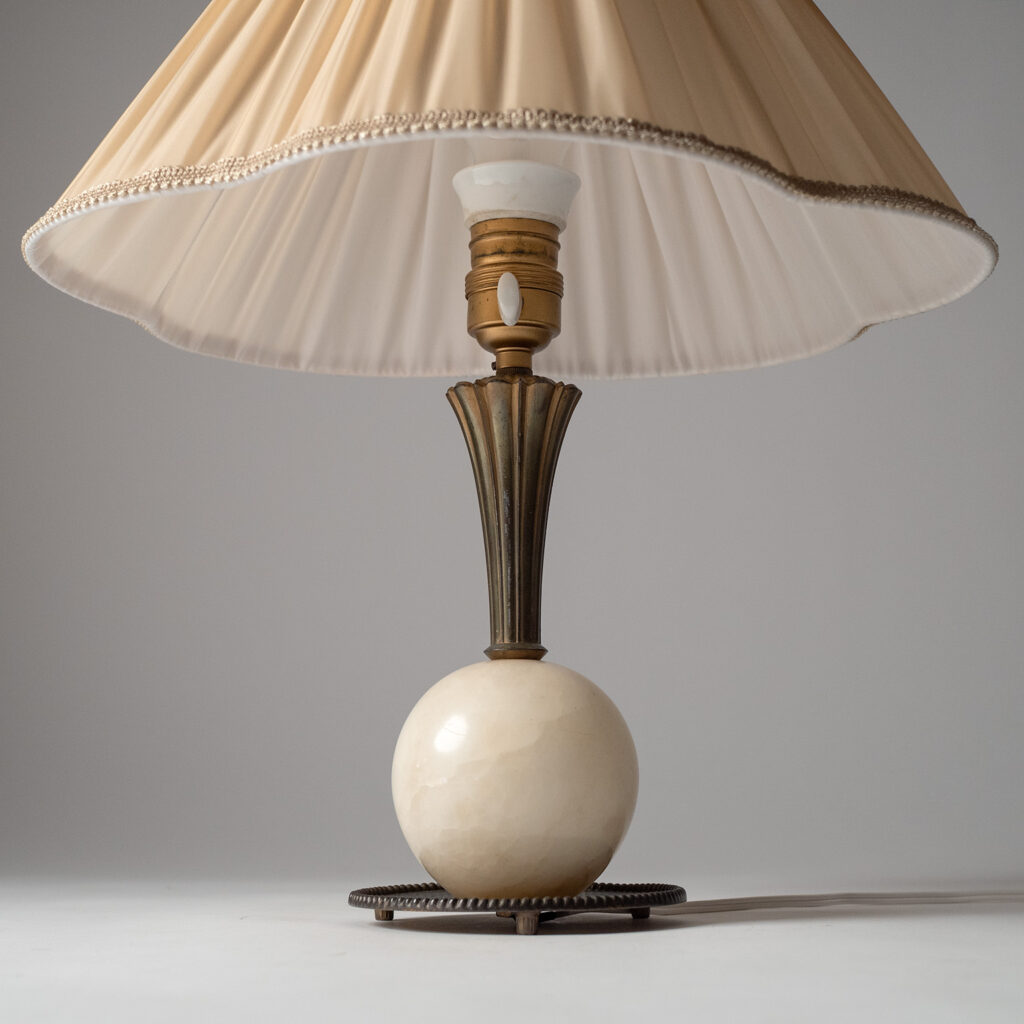Swedish Brass And Alabaster Table Lamp, 1930s