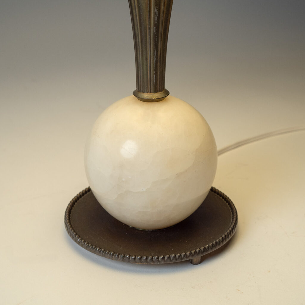 Swedish Brass And Alabaster Table Lamp, 1930s