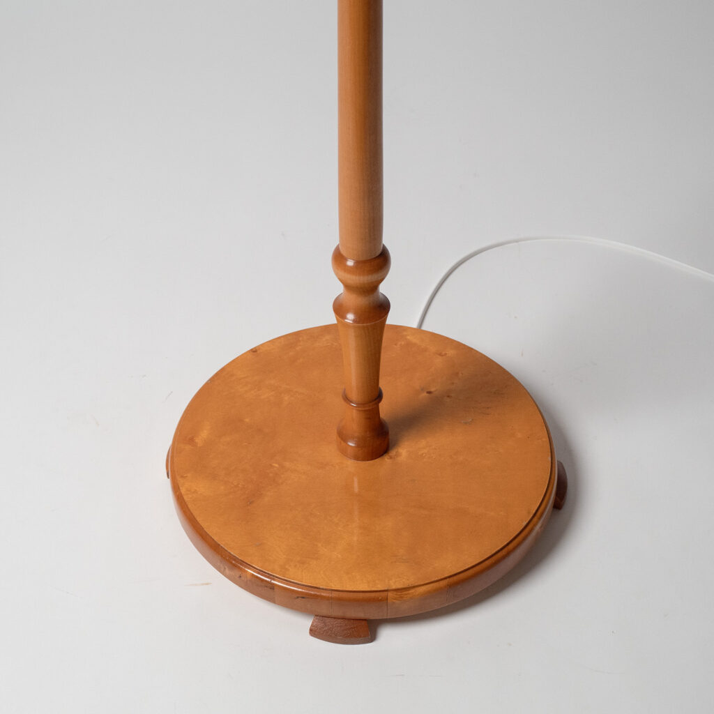 Swedish Dual-Shade Wood Floor Lamp, 1940s