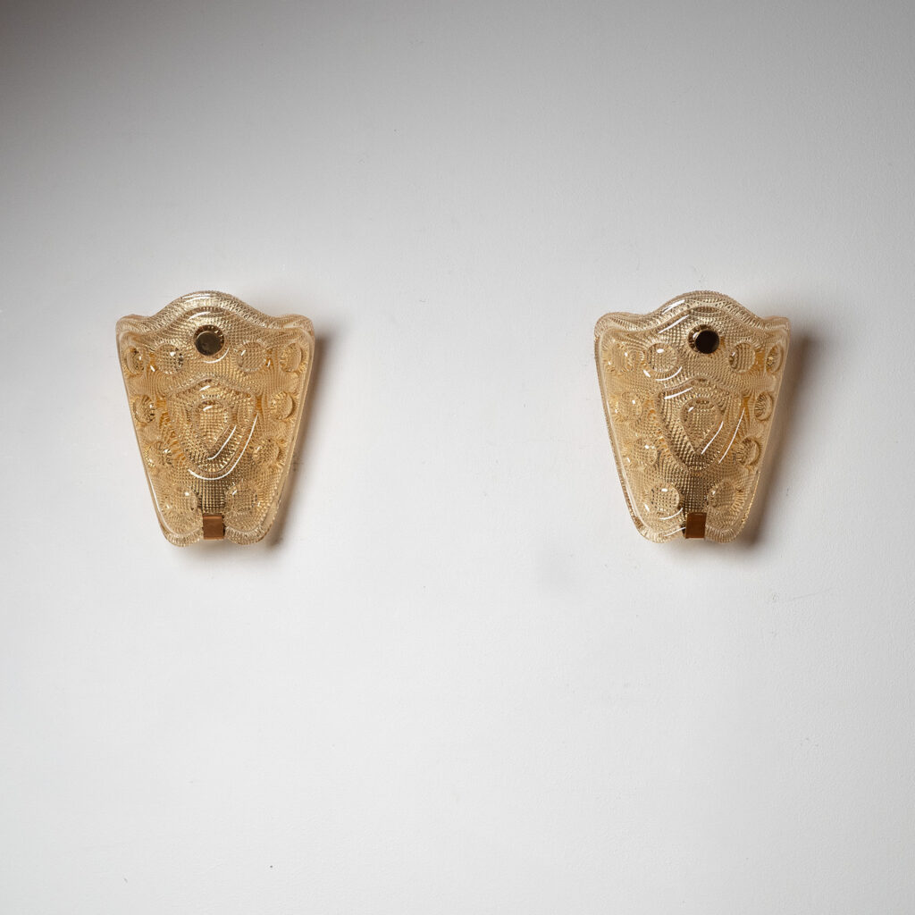 Orrefors Amber Glass Sconces, 1950s