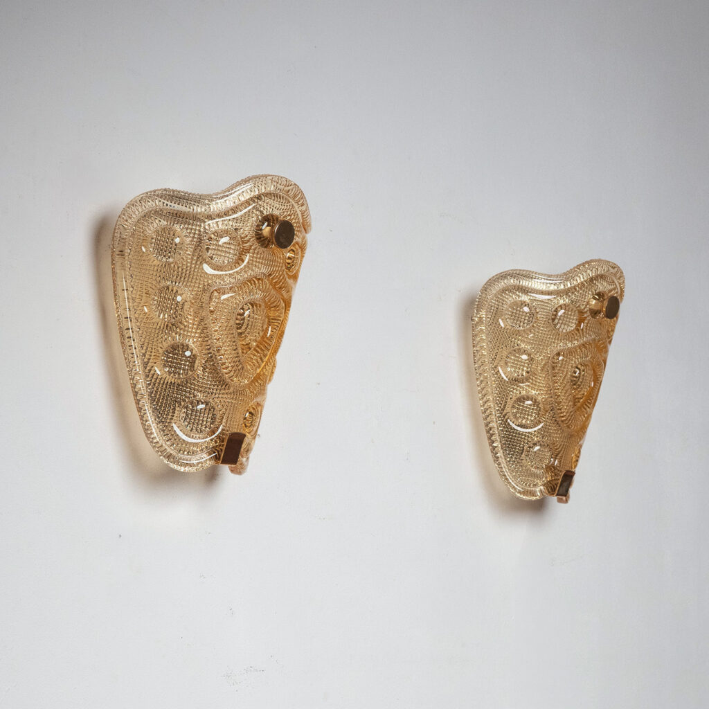 Orrefors Amber Glass Sconces, 1950s