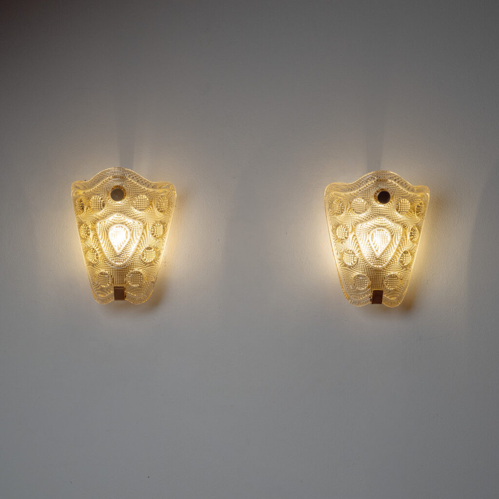 Orrefors Amber Glass Sconces, 1950s