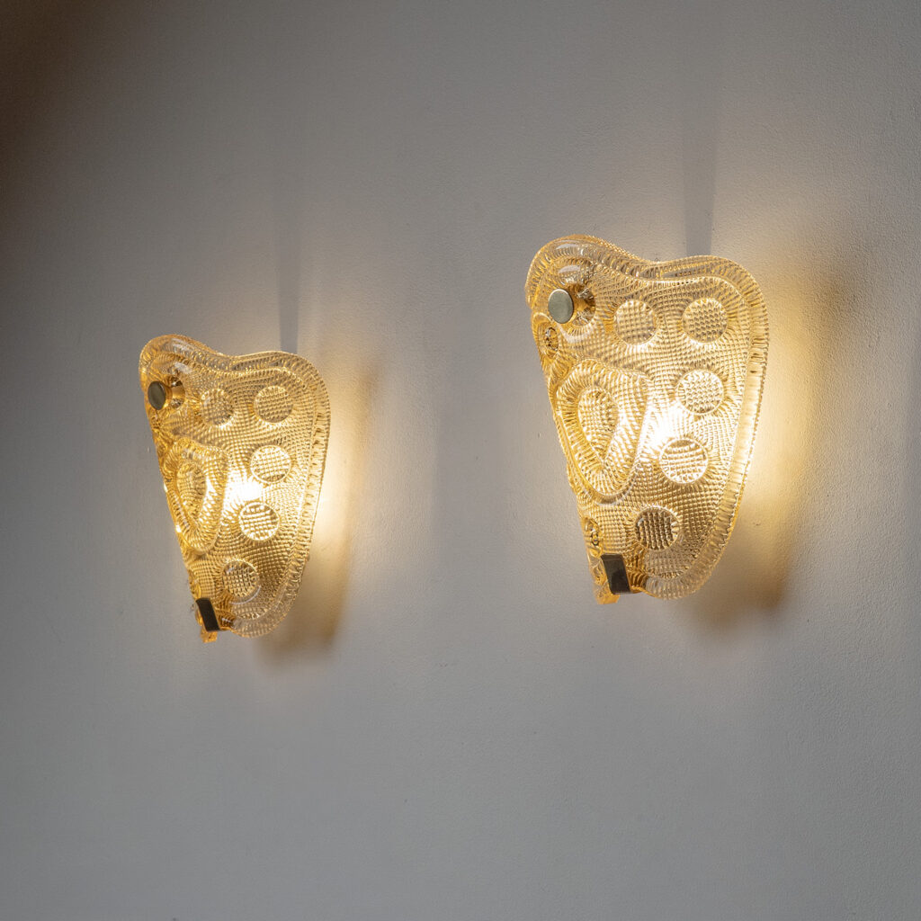 Orrefors Amber Glass Sconces, 1950s