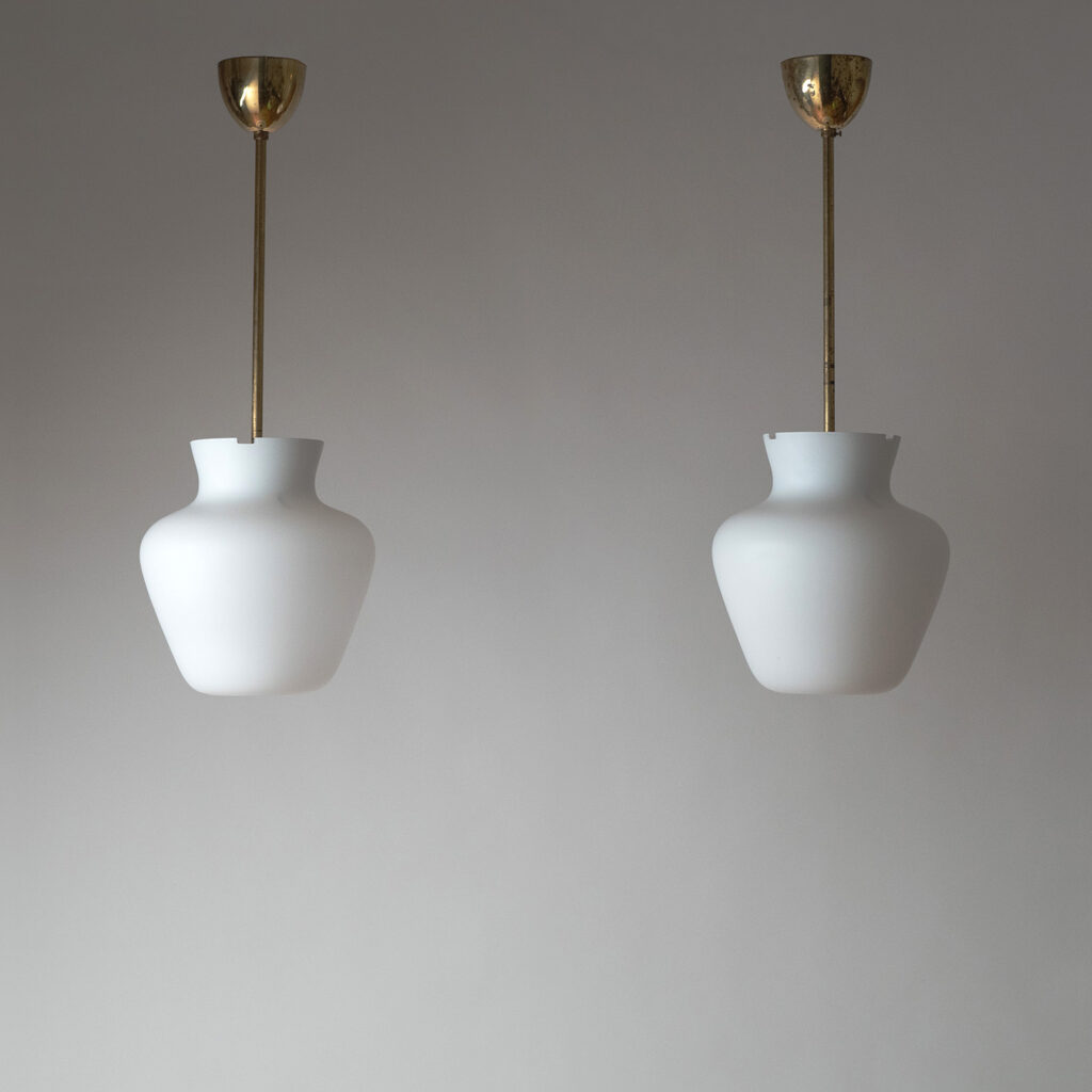 Swedish Satin Glass Pendants, circa 1950