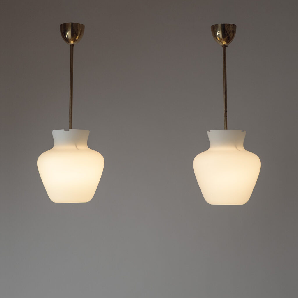 Swedish Satin Glass Pendants, circa 1950