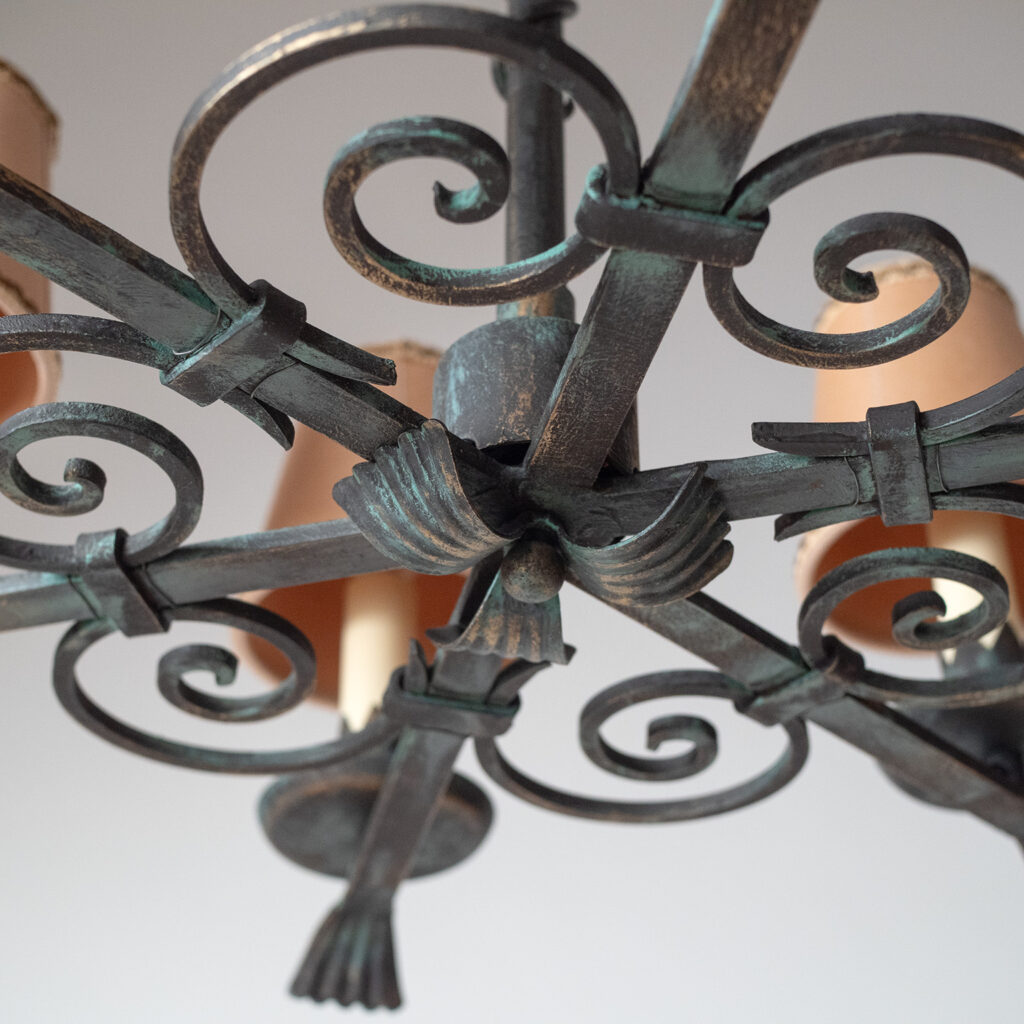 Harald Notini Böhlmarks Wrought Iron Chandelier, 1936