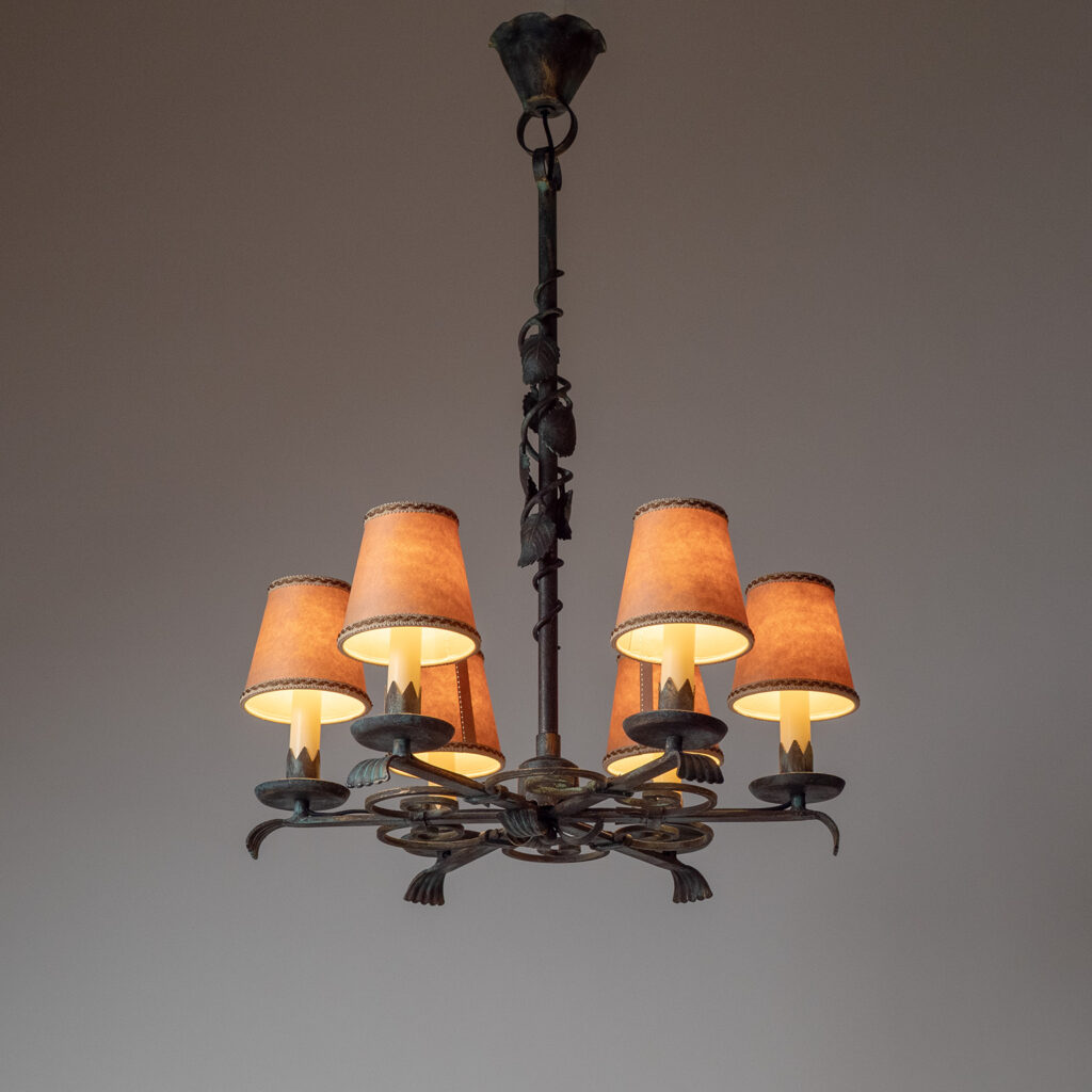 Harald Notini Böhlmarks Wrought Iron Chandelier, 1936